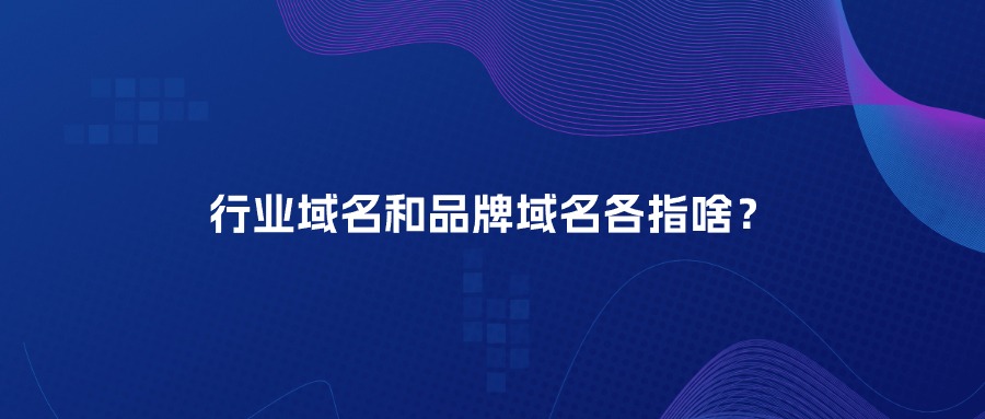 行业域名和品牌域名各指啥？